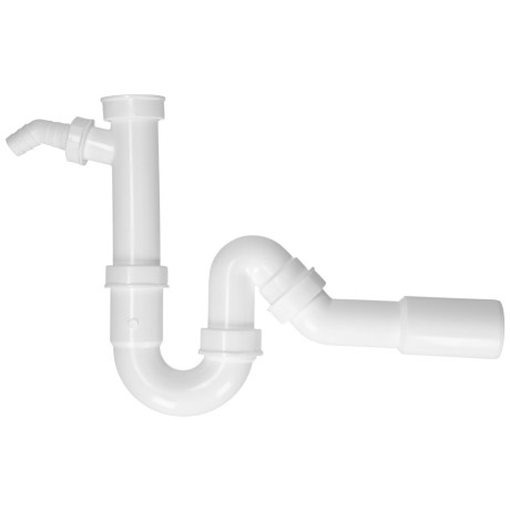 Universal drain trap 1 1/2" with con. Output width 40/50 mm, white