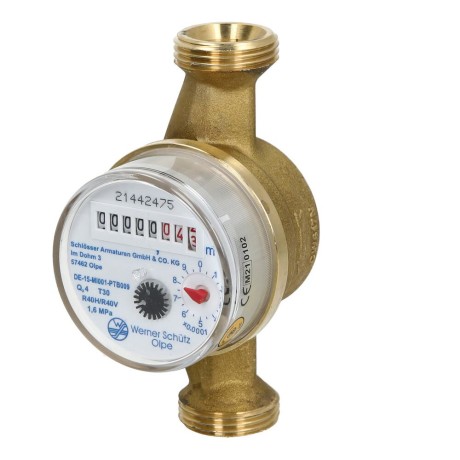 Domestic water meter single-jet 4,0 m³ 1" including calibration fee 130 mm