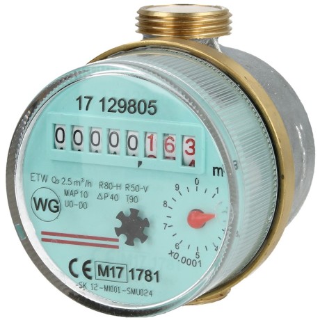 Domestic water meter single-jet 2.5 m³ 1" incl. calibration fee length 130 mm