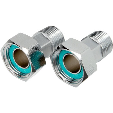 Water meter screw joints, chrome-plated brass 1/2" ET x 3/4" lock nut