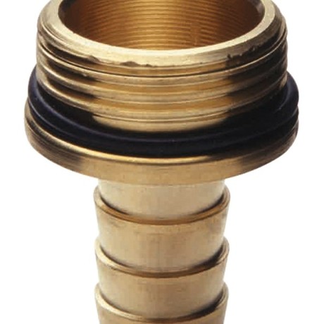 Brass hose tail (male) with bead 3/4" thread x 1/2" hose tail