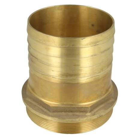 Brass "Suction" hose connector (1/3) 4" ET x 4" sleeve, polished brass