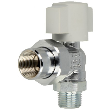 Gas connection ball valve 1/2 angle form with safety valve TSV, chromium-plated
